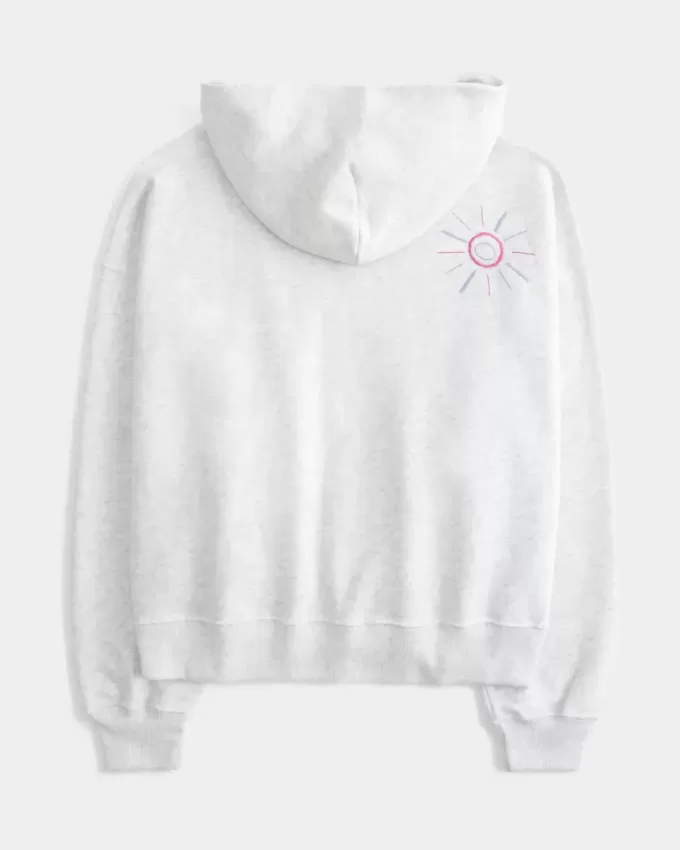 Sudadera con capucha y cremallera con gráfico de palmeras de gran tamaño Sudadera con capucha y cremallera con gráfico de palmeras de gran tamaño