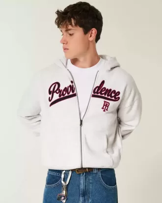 Sudadera con capucha y cremallera con gráfico de Providence, Rhode Island