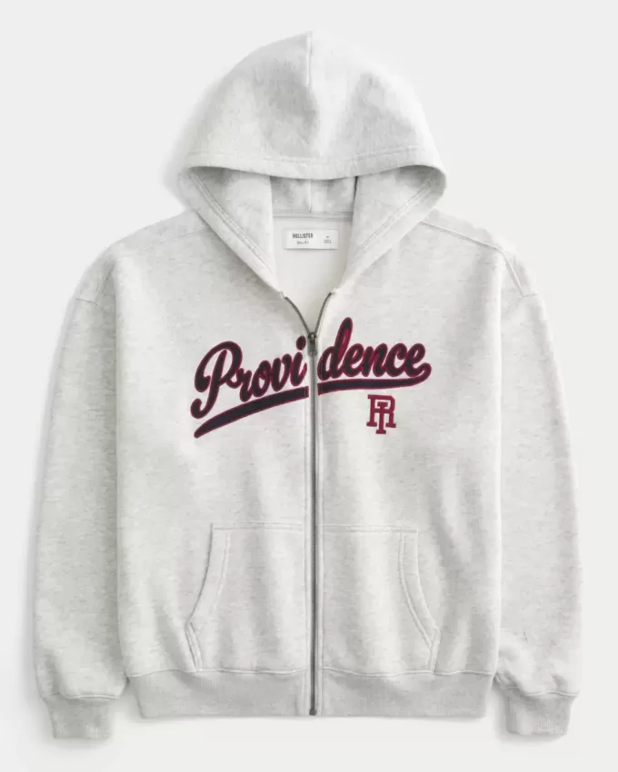 Sudadera con capucha y cremallera con gráfico de Providence, Rhode Island