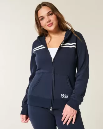 Sudadera con capucha y cremallera con gráfico de rayas finas de 1998