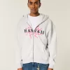 Sudadera con capucha y cremallera con gráfico hawaiano cuadrado