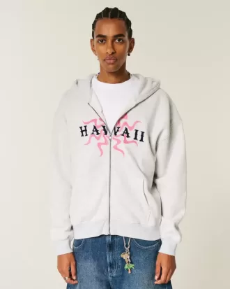 Sudadera con capucha y cremallera con gráfico hawaiano cuadrado