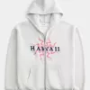 Sudadera con capucha y cremallera con gráfico hawaiano cuadrado