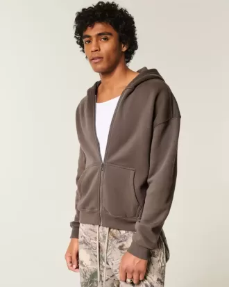 Sudadera con capucha y cremallera cuadrada