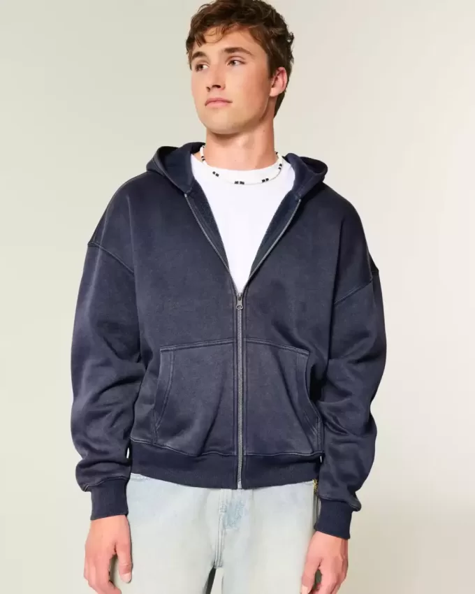 Sudadera con capucha y cremallera cuadrada Sudadera con capucha y cremallera cuadrada