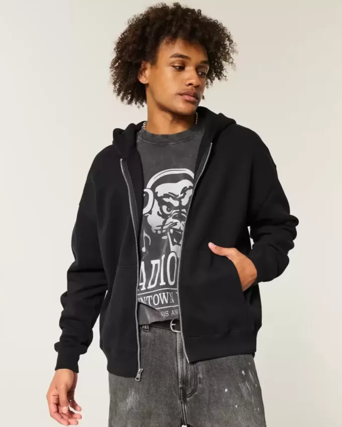 Sudadera con capucha y cremallera cuadrada Sudadera con capucha y cremallera cuadrada