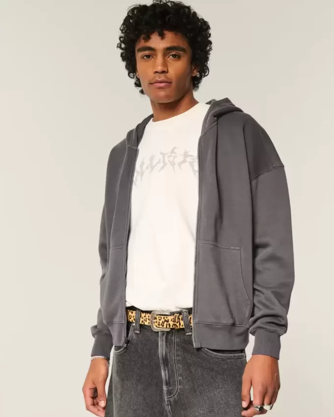 Sudadera con capucha y cremallera cuadrada