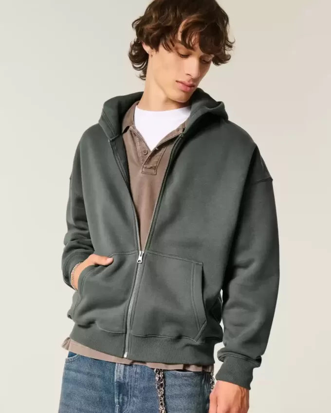 Sudadera con capucha y cremallera cuadrada Sudadera con capucha y cremallera cuadrada