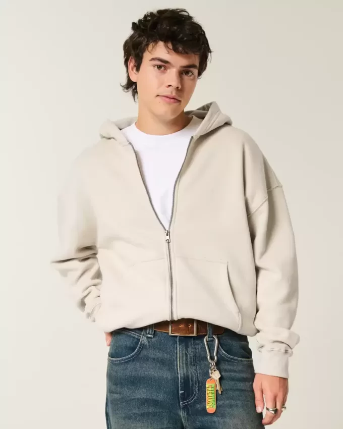 Sudadera con capucha y cremallera cuadrada Sudadera con capucha y cremallera cuadrada