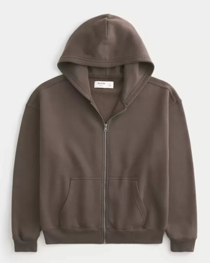 Sudadera con capucha y cremallera cuadrada