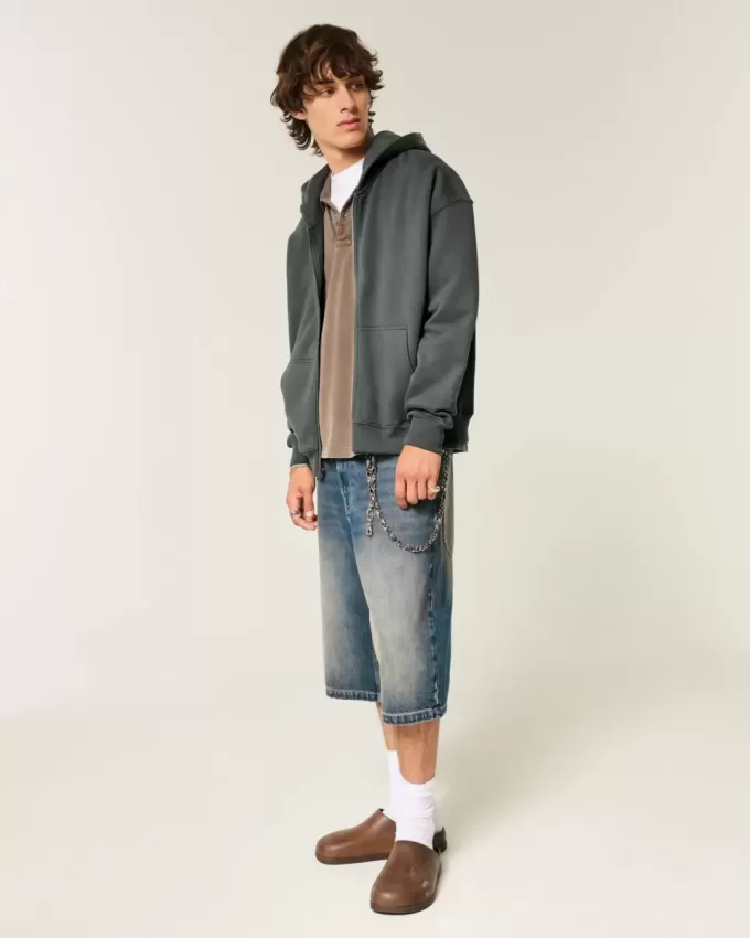 Sudadera con capucha y cremallera cuadrada Sudadera con capucha y cremallera cuadrada