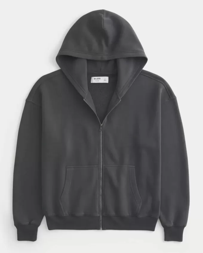 Sudadera con capucha y cremallera cuadrada