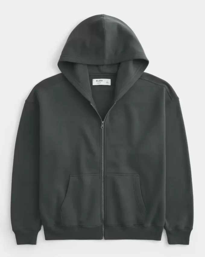 Sudadera con capucha y cremallera cuadrada Sudadera con capucha y cremallera cuadrada