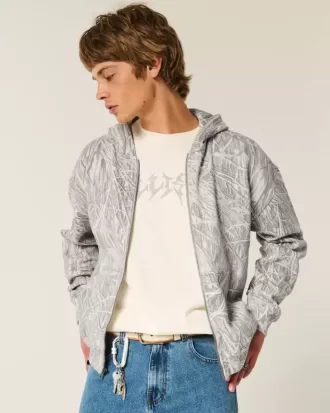 Sudadera con capucha y cremallera de camuflaje cuadrado