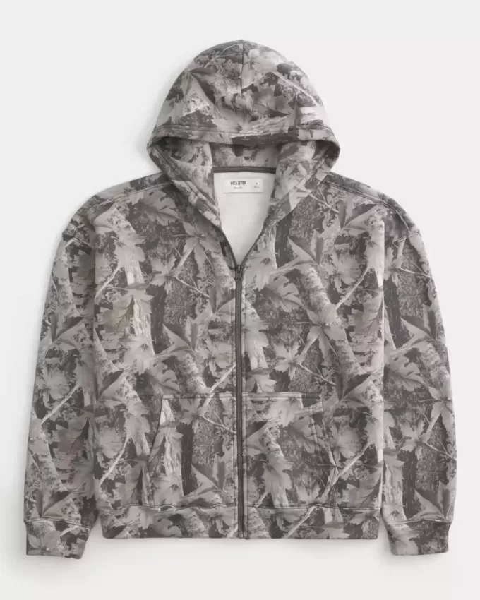 Sudadera con capucha y cremallera de camuflaje cuadrado Sudadera con capucha y cremallera de camuflaje cuadrado