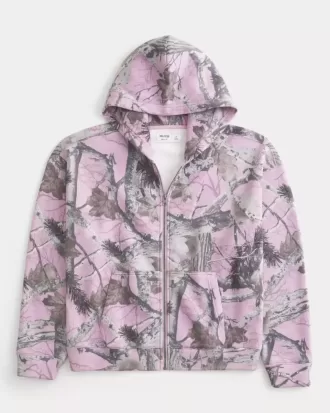 Sudadera con capucha y cremallera de camuflaje cuadrado