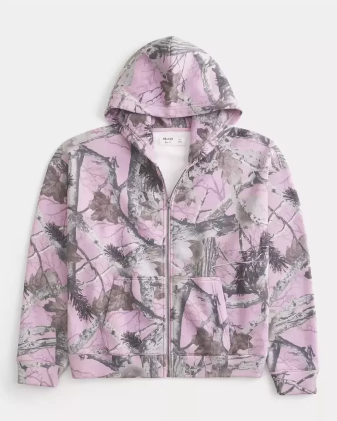 Sudadera con capucha y cremallera de camuflaje cuadrado Sudadera con capucha y cremallera de camuflaje cuadrado