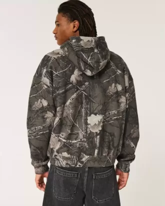Sudadera con capucha y cremallera de camuflaje cuadrado
