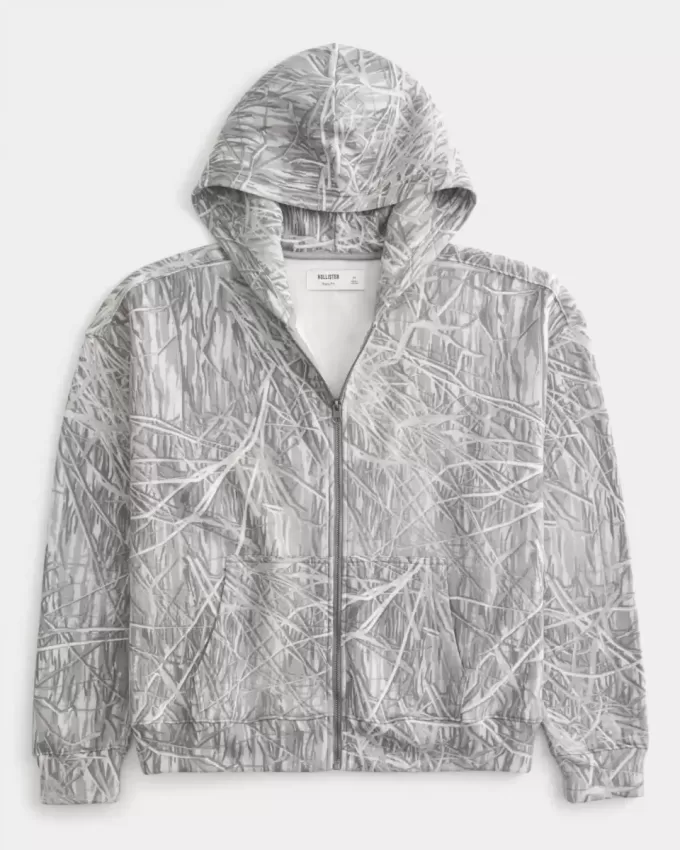 Sudadera con capucha y cremallera de camuflaje cuadrado Sudadera con capucha y cremallera de camuflaje cuadrado