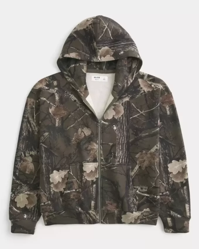 Sudadera con capucha y cremallera de camuflaje cuadrado Sudadera con capucha y cremallera de camuflaje cuadrado