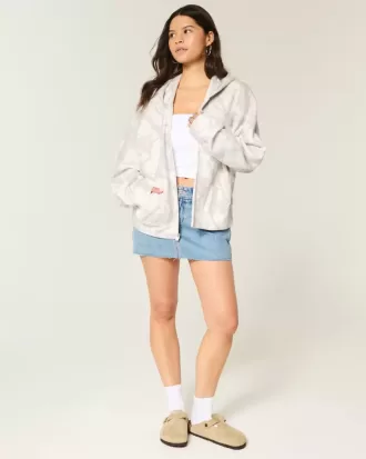 Sudadera con capucha y cremallera de camuflaje de gran tamaño