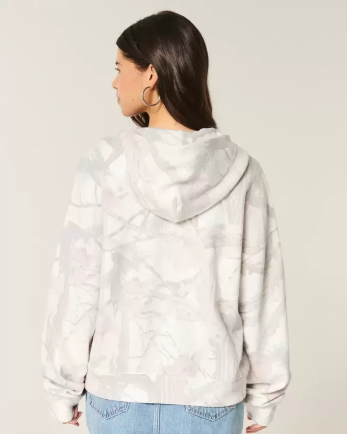 Sudadera con capucha y cremallera de camuflaje de gran tamaño Sudadera con capucha y cremallera de camuflaje de gran tamaño