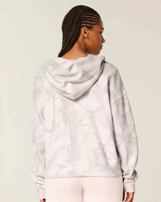 Sudadera con capucha y cremallera de camuflaje rosa de gran tamaño Sudadera con capucha y cremallera de camuflaje rosa de gran tamaño