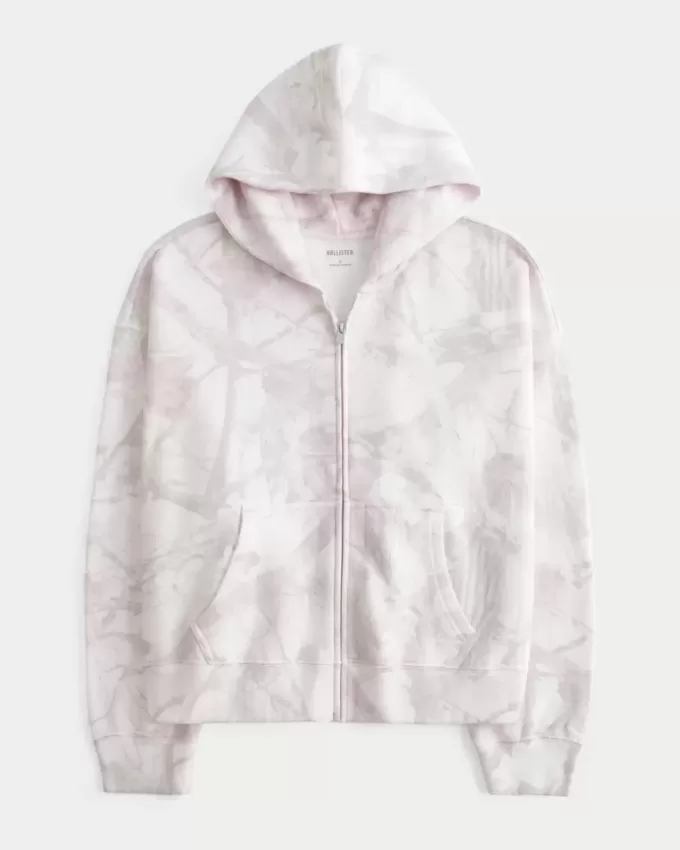 Sudadera con capucha y cremallera de camuflaje rosa de gran tamaño Sudadera con capucha y cremallera de camuflaje rosa de gran tamaño