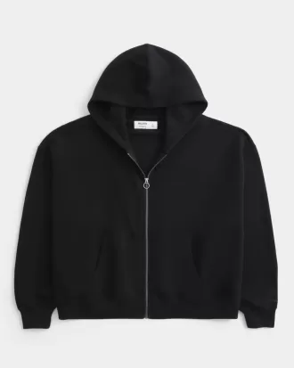 Sudadera con capucha y cremallera de corte rectangular