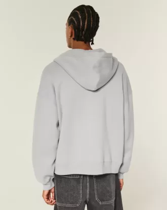 Sudadera con capucha y cremallera de corte rectangular