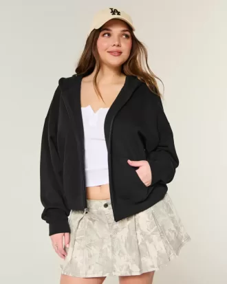 Sudadera con capucha y cremallera de gran tamaño