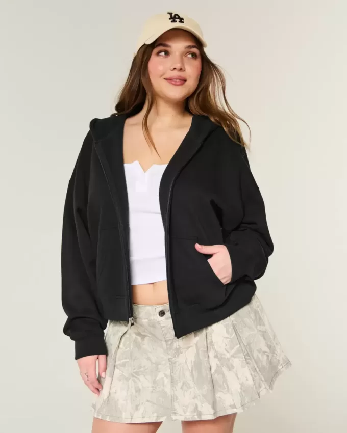 Sudadera con capucha y cremallera de gran tamaño Sudadera con capucha y cremallera de gran tamaño