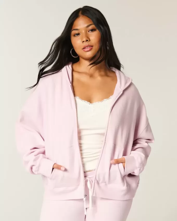 Sudadera con capucha y cremallera de gran tamaño Sudadera con capucha y cremallera de gran tamaño