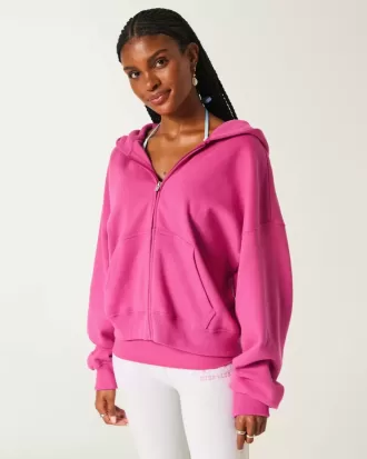 Sudadera con capucha y cremallera de gran tamaño