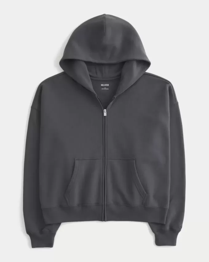 Sudadera con capucha y cremallera de gran tamaño Sudadera con capucha y cremallera de gran tamaño