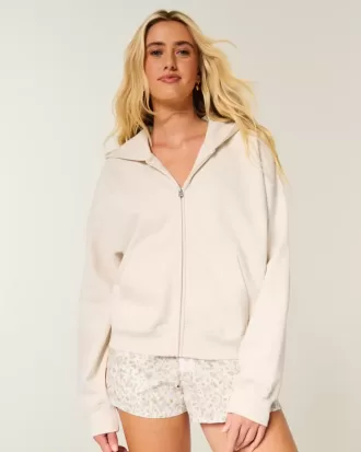 Sudadera con capucha y cremallera de gran tamaño