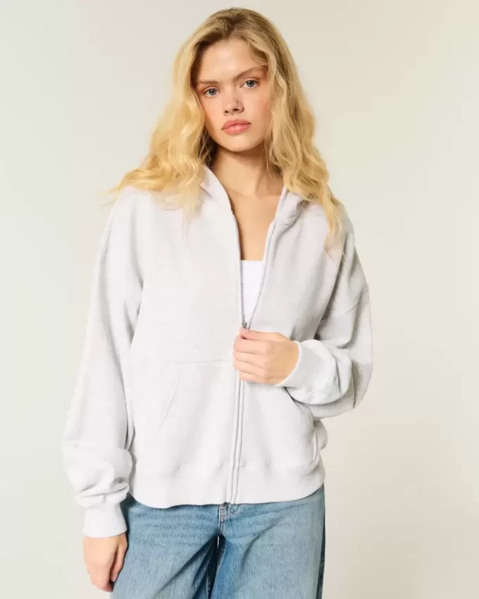 Sudadera con capucha y cremallera de gran tamaño Sudadera con capucha y cremallera de gran tamaño