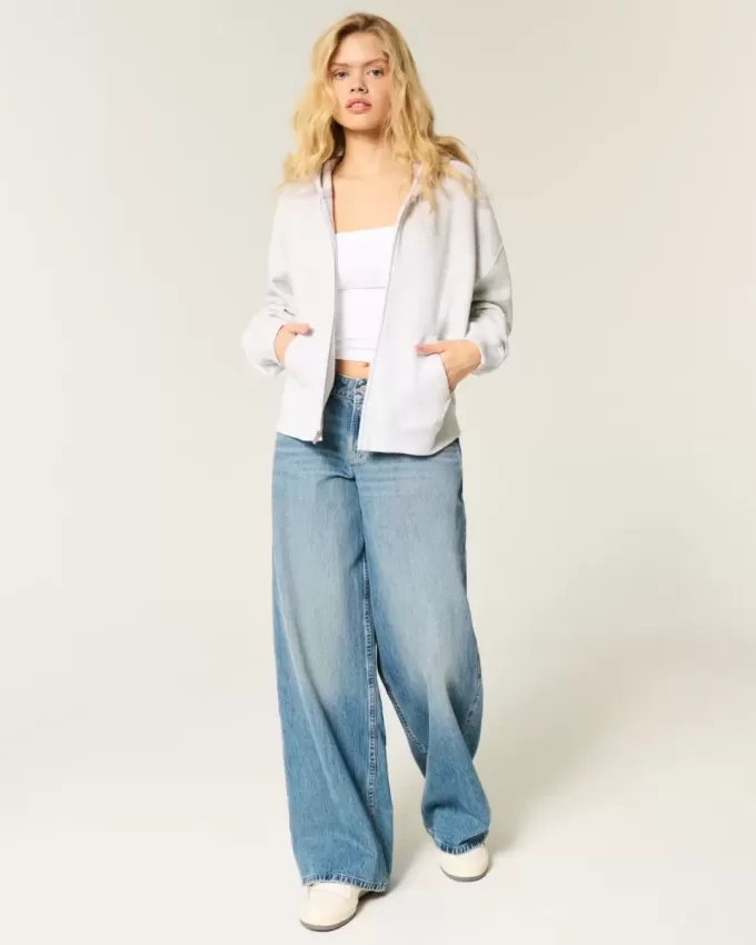 Sudadera con capucha y cremallera de gran tamaño Sudadera con capucha y cremallera de gran tamaño