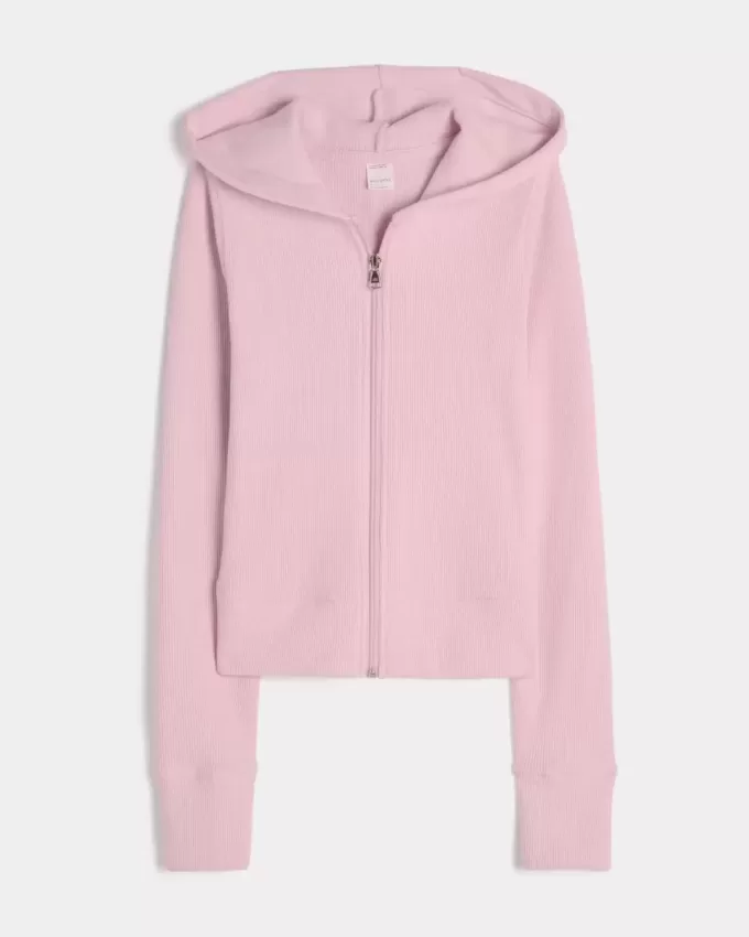 Sudadera con capucha y cremallera Gilly Hicks Waffle Sudadera con capucha y cremallera Gilly Hicks Waffle