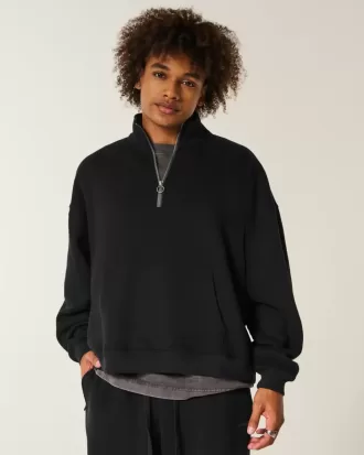 Sudadera con cremallera de un cuarto y corte rectangular