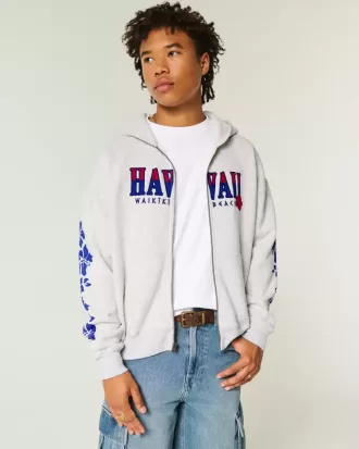 Sudadera con cremallera y estampado hawaiano