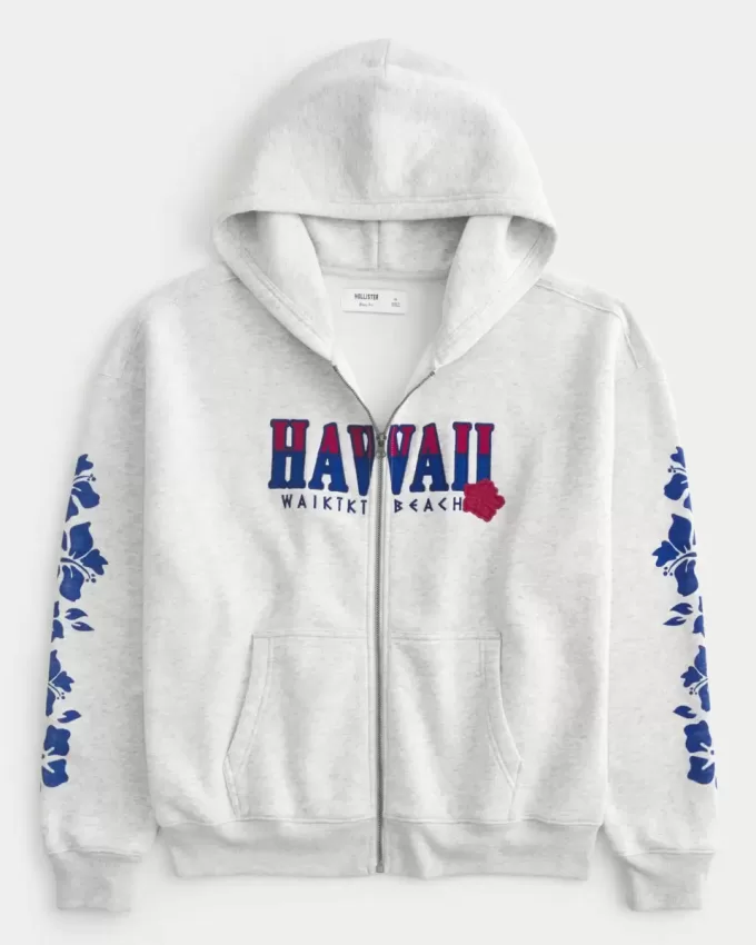 Sudadera con cremallera y estampado hawaiano Sudadera con cremallera y estampado hawaiano