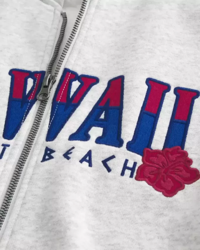 Sudadera con cremallera y estampado hawaiano Sudadera con cremallera y estampado hawaiano