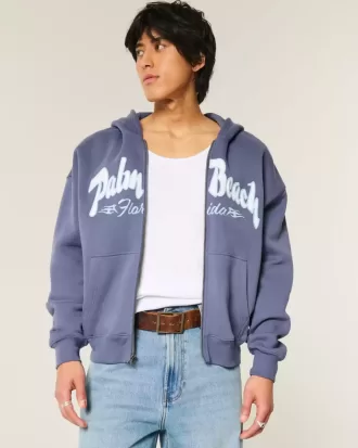 Sudadera con cremallera y estampado Palm Beach