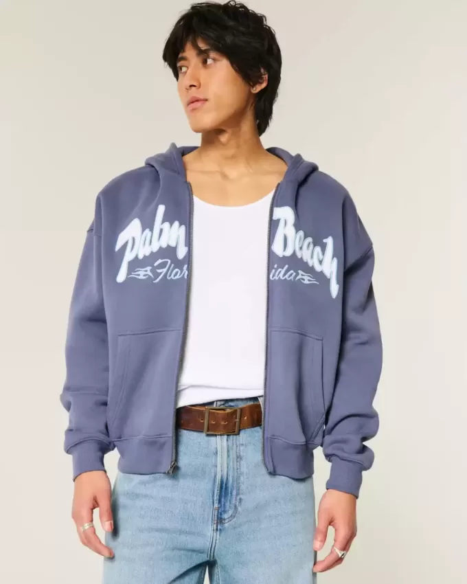 Sudadera con cremallera y estampado Palm Beach Sudadera con cremallera y estampado Palm Beach