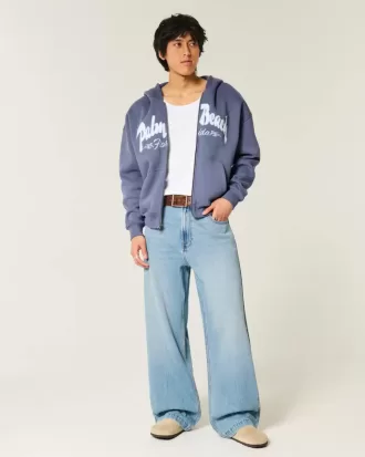 Sudadera con cremallera y estampado Palm Beach
