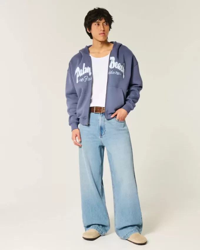 Sudadera con cremallera y estampado Palm Beach Sudadera con cremallera y estampado Palm Beach