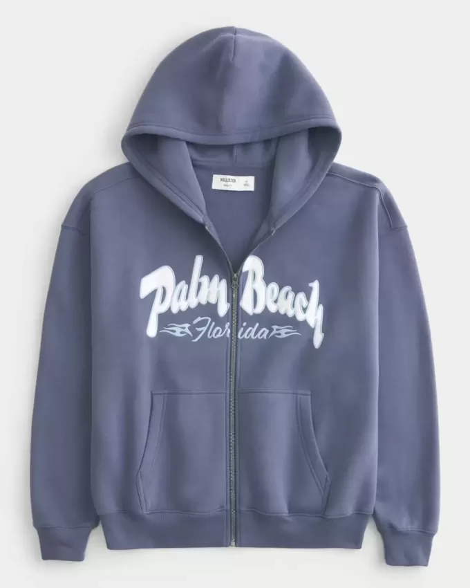 Sudadera con cremallera y estampado Palm Beach Sudadera con cremallera y estampado Palm Beach