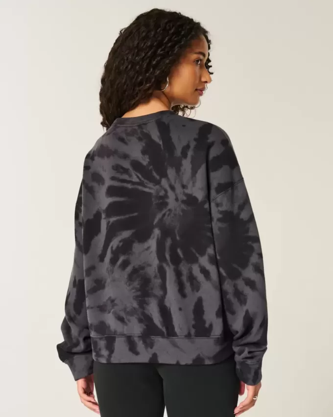 Sudadera con cuello redondo y estampado tie-dye fácil Sudadera con cuello redondo y estampado tie-dye fácil