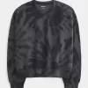 Sudadera con cuello redondo y estampado tie-dye fácil Sudadera con cuello redondo y estampado tie-dye fácil